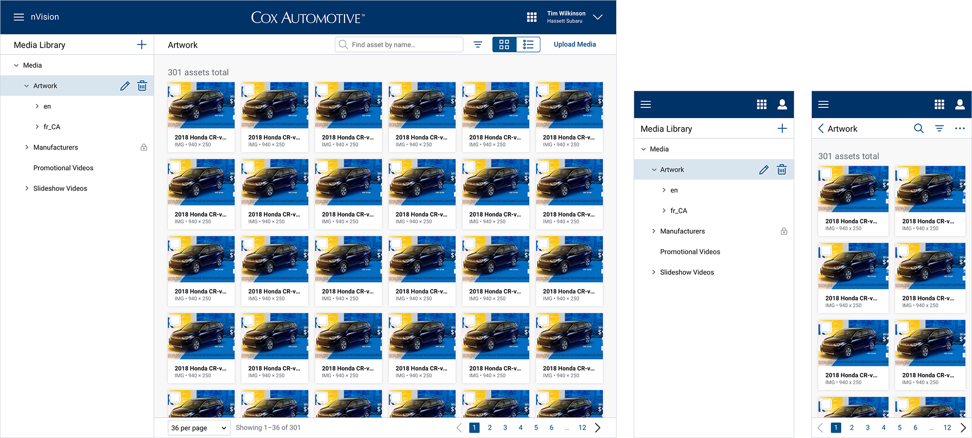 Media Library, desktop and mobile screens | ControlCenter, Responsive Web
