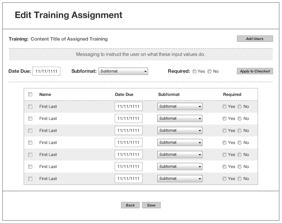 Assign Training interface | NST