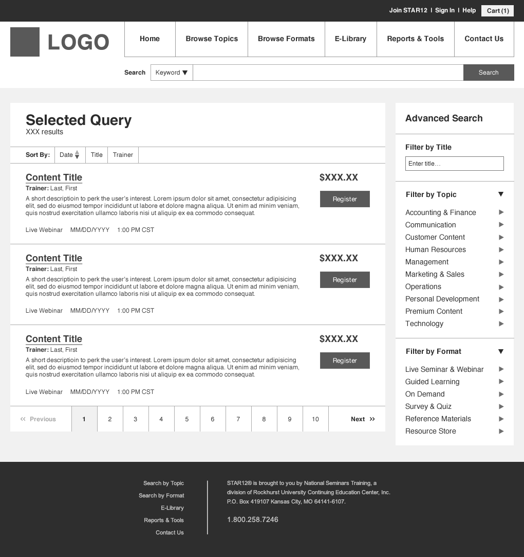 Responsive Design. Search Results. Large Screen. | NST