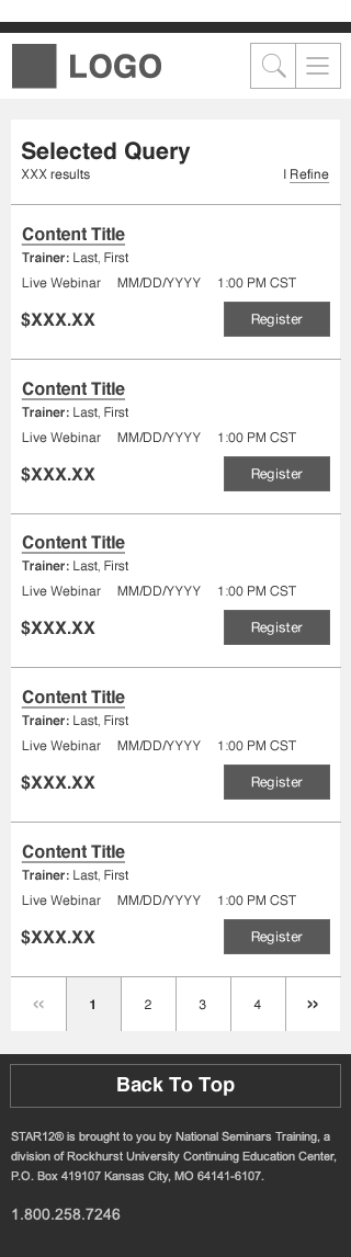 Responsive Design. Search Results. Small Screen. | NST