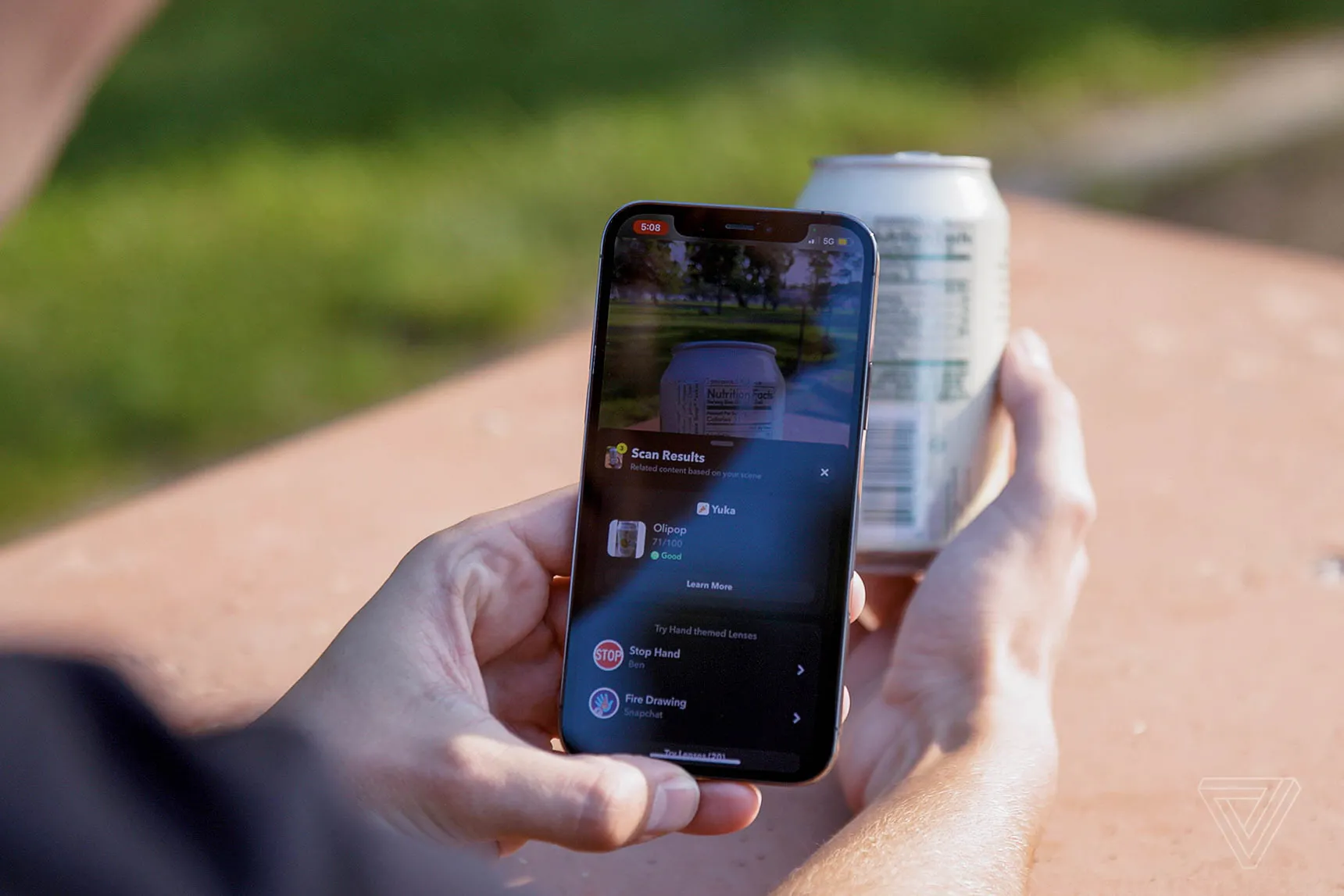 Using Snapchat Scan to scan a soda can