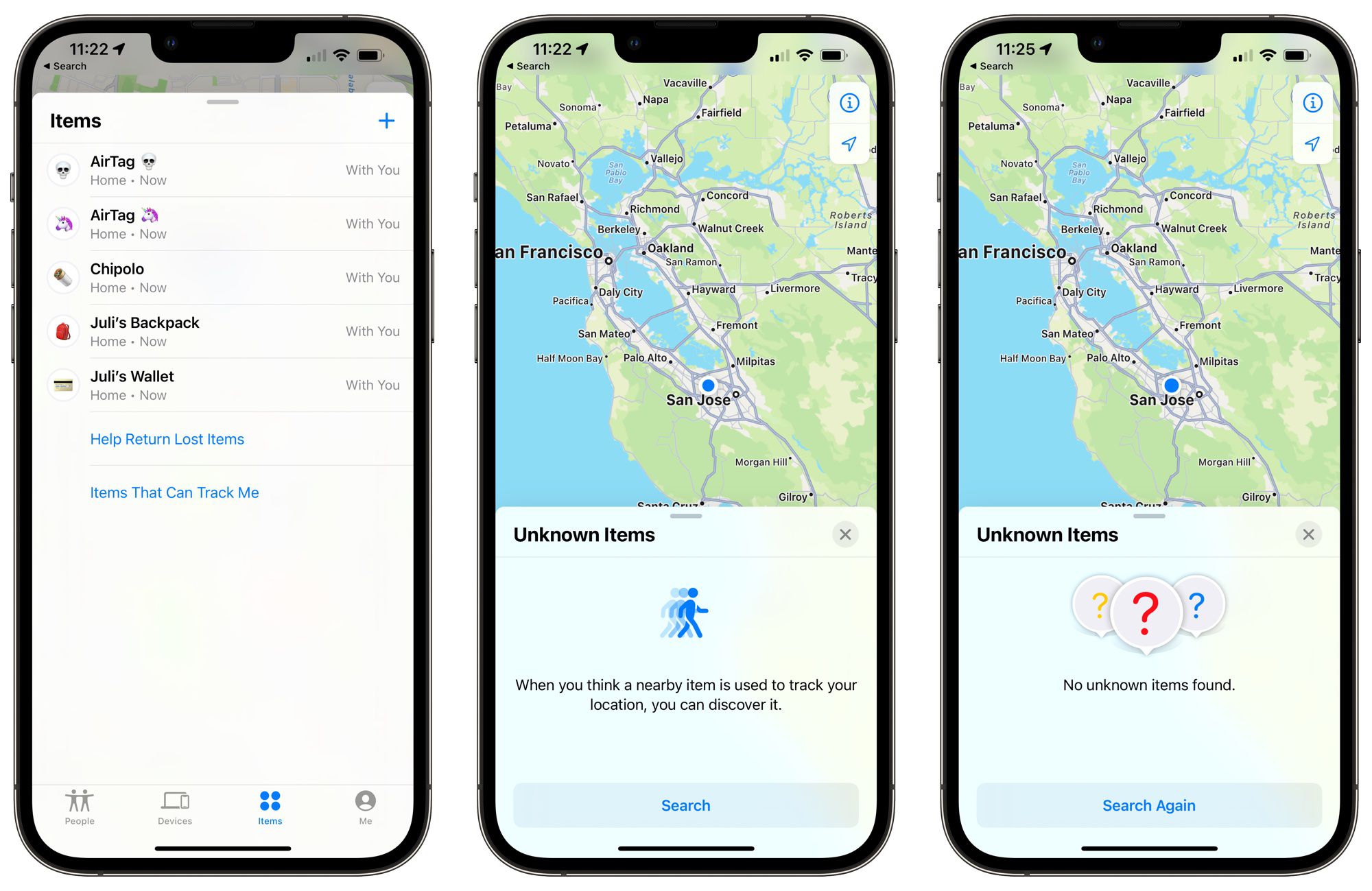AirTags and unknown items in Find My app